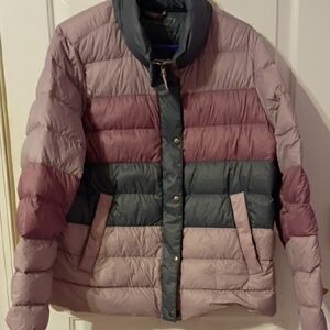 Eddie Bauer Women's Pink and Gray Puffer Jacket